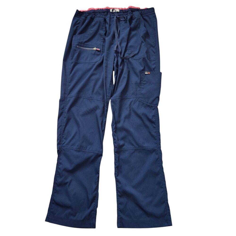 Koi Lite Scrub Pants Navy Blue XL-Tall Slim Lightweight Flex Cargo Zip Utility